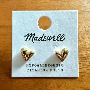 Madewell Gold Textured Heart Earrings